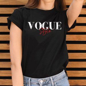 Vogue Style Tee Black Classic Fit T-shirt S-XL